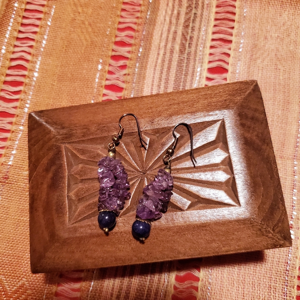 Genuine Purple Amethyst Earrings